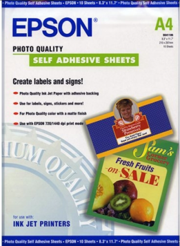 Epson C13S041106 Photo Quality Ink Jet Paper self-adhesive, DIN A4, 167 g/m2, 10 arkuszy