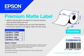 Epson etykiety matowe, ciągłe C33S045417 51 mm. x 35 m.