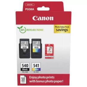 Canon tusz Black PG-540, PG540 + Color CL-541, CL541 + 50 arkuszy papieru foto 5225B013