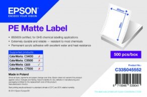 Epson etykiety PE matowe 7113415, dawny C33S045552 203 mm. x 305 mm. 500 etykiet