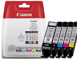 Canon 5 x tusz: CLI-571CMYK, CLI571CMYK + PGI-570PGBK, PGI570PGBK, 0372C004