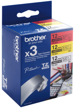Brother 3 x etykiety 12 mm. x 8 m. TZE-31M3, TZE31M3 (TZE-231 + TZE-431 + TZE-631)